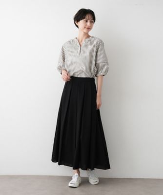 ebureボックススカート エンボスチンツサテン コンビネーションボックスプリーツ