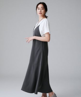 洗える／肩紐調節可能】パウダーキャミワンピース