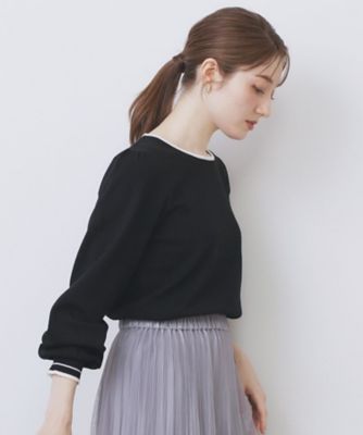 バイカラーパフスリーブニット【洗濯機OK】（2002530966