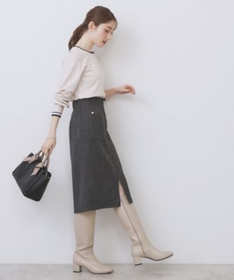 BORDERS&BALCONY グレー パフスリーブ ニット バイカラーパフスリーブニット【洗濯機OK】（ニット/セーター