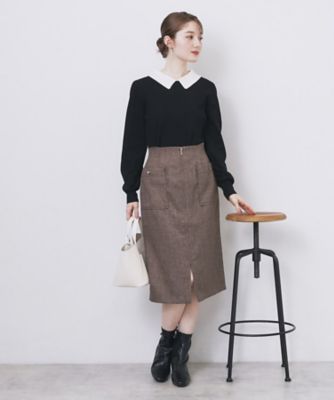 バイカラー衿付きニット【洗濯機OK】（2002530967