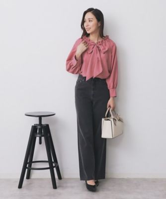 一時値下◾️KEINARITA⭐️ネイビーボウタイタックギャザーブラウス　送料込 最終お値下げ 美品 KEINARITAケイナリタ ブラウス ネイビー