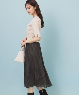 刺繍デザインドッキングプリーツワンピース【洗濯機OK