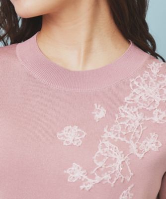 刺繍デザインドッキングプリーツワンピース【洗濯機OK