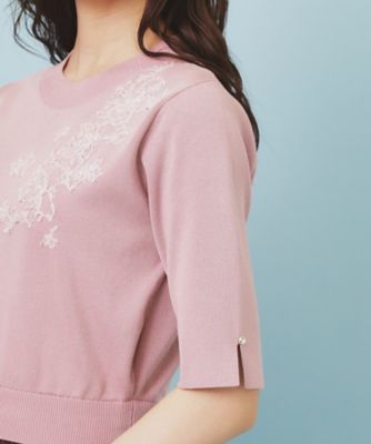 刺繍デザインドッキングプリーツワンピース【洗濯機OK