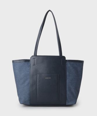 A4サイズ対応／多ポケット】キャンバス調合皮トートバッグ