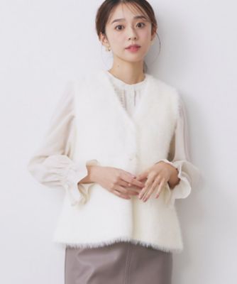 ＜index (Women)＞《ａｎｄＧＩＲＬ掲載》フェザーペプラムジレ【洗濯機洗い可／抗ピル】（２００２５３１０１９）