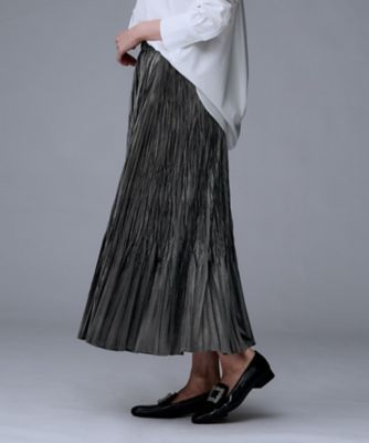 ウエストゴム／着映え】ランダムプリーツベロアスカート