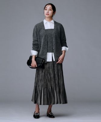 ウエストゴム／着映え】ランダムプリーツベロアスカート