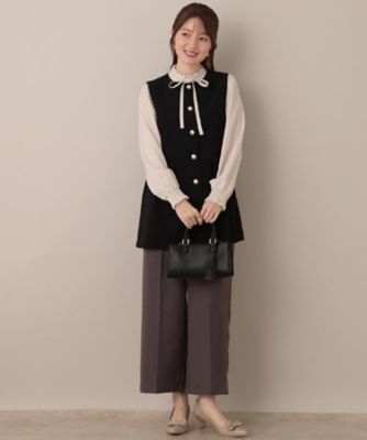 フェミニン・きれいめ】ゴールドボタンペプラムジレ