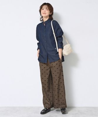 洗える】フリルデニムシャツ（2002531410） | Dessin (Women