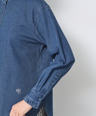 洗える】フリルデニムシャツ（2002531410） | Dessin (Women