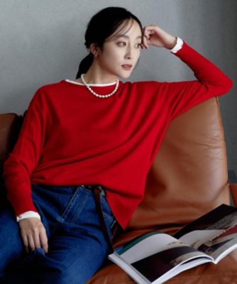 【送料無料】UNTITLED L (Women/大きいサイズ)/アンタイトルL【8色展開/体型カバー】魅せる"タイムレスニット"(2002531616) アカ062 トップス【三越伊勢丹/公式】