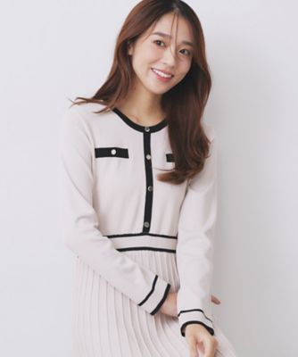 ＜index (Women)＞バイカラードッキング風ニットワンピース【洗濯機ＯＫ／抗ピル】（２００２５３１７９４）