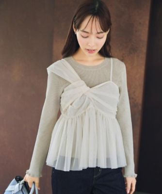 TWIN-SET ツインセット カシミア混 ロング ニット チュニック フリル zzftca7801-ee1.jpg