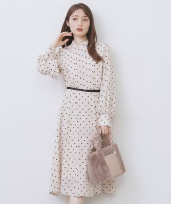 index (Women)/インデックス ドットデザインタックワンピース【洗濯機OK/イージーアイロン】(2002531809) ベージュ150 ワンピース・ドレス【三越伊勢丹/公式】