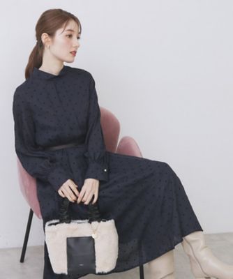 index (Women)/インデックス ドットデザインタックワンピース【洗濯機OK/イージーアイロン】(2002531809) アオ194 ワンピース・ドレス【三越伊勢丹/公式】