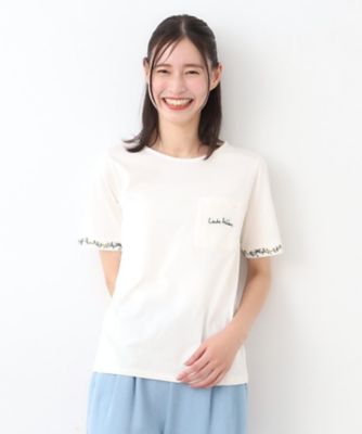 フリンジ刺繍ロゴTシャツ／洗える | MK MICHEL KLEIN (Women