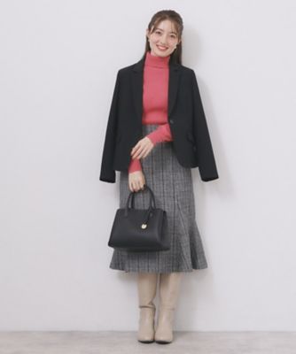 タートルネックタックパフスリーブニット【洗濯機OK