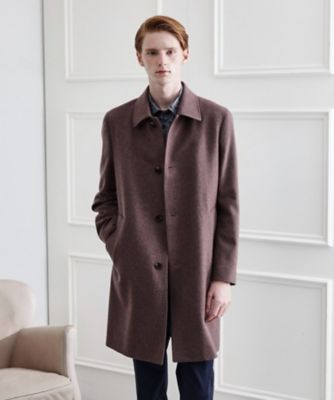 タケオキクチ　近年モデル　カシミヤ混　スタンドカラーコート　ツイード仕立て LIMITED】ウール混ステンカラーコート