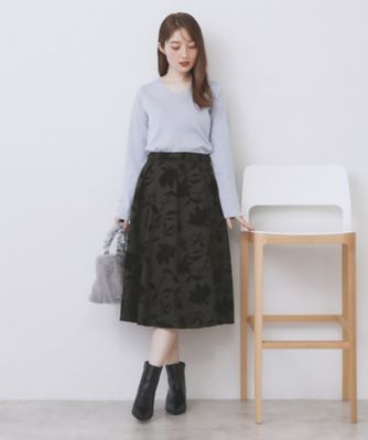 フラワータックフレアスカート【洗濯機OK／イージーアイロン／防シワ