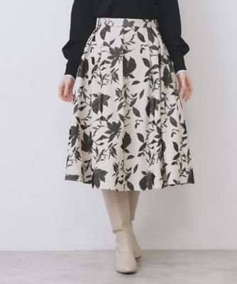 index (Women)/インデックス フラワータックフレアスカート【洗濯機OK/イージーアイロン/防シワ】(2002532113) ベージュ150 ひざ丈スカート【三越伊勢丹/公式】