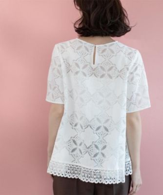 レースフレアブラウス【洗濯機洗い可】（2002532367