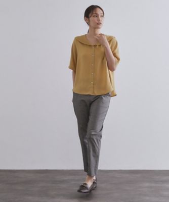 EVISU サテンチノ SIZE:34 日本製 ヴィンテージサテンセーラーカラーブラウス【洗濯機洗い可
