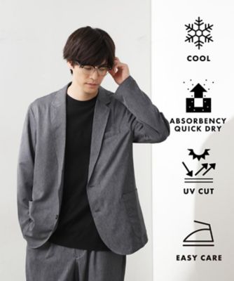 ニューヨーカー シルク混 スーツ セットアップ 洗える 4L チャコールグレー TAILOR CLOTH シルク混 チェック スーツ