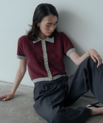 SINME シンメ バイカラー ポロニット 半袖 IENA（イエナ）の「【SINME/シンメ】バイカラーポロニット