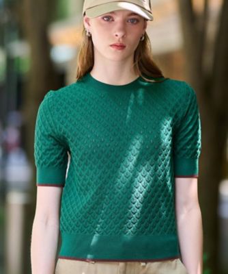 6色展開／オンオフ】レース編みハーフスリーブニット