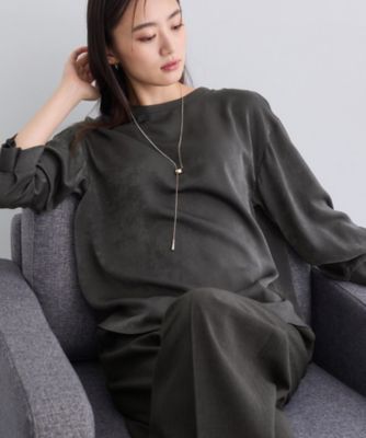 【送料無料】INDIVI L (Women/大きいサイズ)/インディヴィL スエード調サテンブラウス(2002533112) グレー014 トップス【三越伊勢丹/公式】