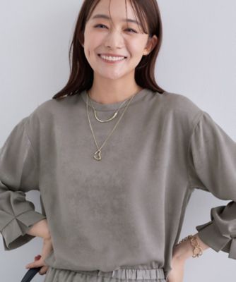 【送料無料】INDIVI L (Women/大きいサイズ)/インディヴィL スエード調サテンブラウス(2002533112) グレー612 トップス【三越伊勢丹/公式】