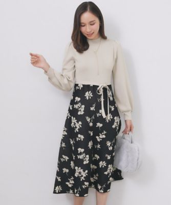 ホワイトハイネックワンピース ニットワンピース 全4色 ハイネック[品番：JSFW0014436]｜JS FASHION