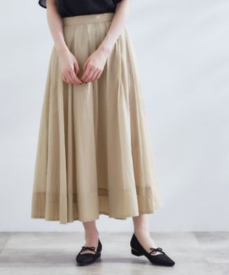 【SALE】GROVE (Women)/グローブ 透け感がムードある 大人のタックギャザースカート(2002533200) ベージュ050 ロングスカート【三越伊勢丹/公式】