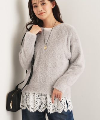 ＜INDIVI S (Women/小さいサイズ)＞【レイヤードにおすすめ】レース切り替えカットソー（２００２５３３２４１）