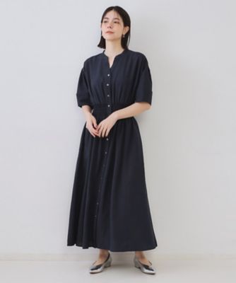 リネンライクスキッパーフィット＆フレアワンピース【洗濯機洗い