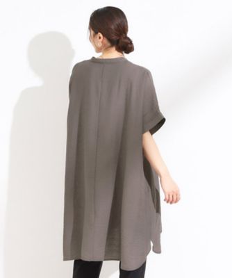 大きいサイズ レディース 胸下ギャザー切替えチュニック