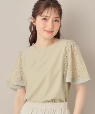 接触冷感・5分袖】ケミカルレースフレアスリーブトップス