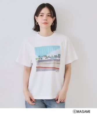 ユキトリイ　新品未使用　デニムだまし絵プリントTシャツ　ロンT 日本製　コットン 風景イラストプリントTシャツ（2002533360