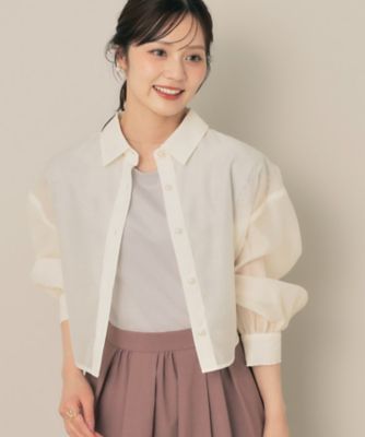 COUTURE BROOCH (Women)/クチュールブローチ 【洗える・秋まで使える】パール調ボタンシアーシャツ（２００２５３３４３５）
