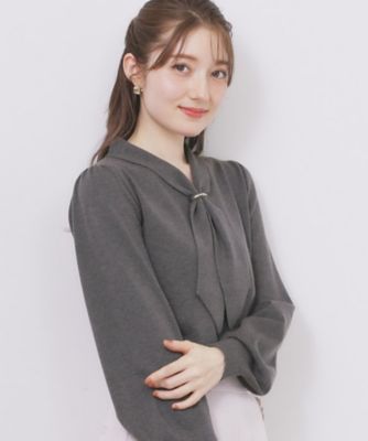 ゴールドパーツ付きボウタイニット【洗濯機OK】《10col／XS