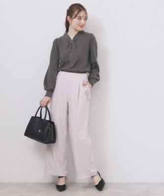 ゴールドパーツ付きボウタイニット【洗濯機OK】《10col／XS