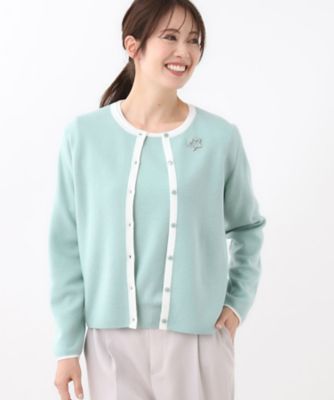 秋映え／単品使い◎／すっきり見え】ブローチ付きニットアンサンブル