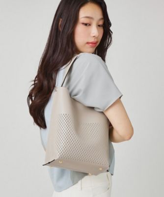 2WAYパンチングトート／バケツ型／ミニポーチ付き／軽量