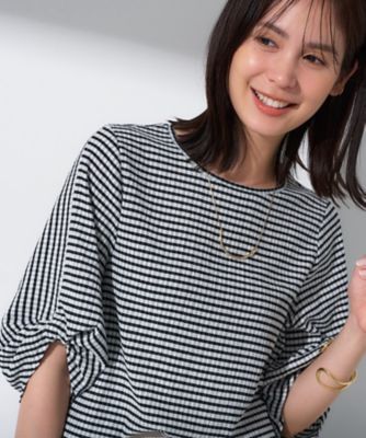 【SALE】INDIVI (Women)/インディヴィ【UVケア/吸汗速乾】凹凸素材ねじり袖トップス(2002534012) クロ219 【三越伊勢丹/公式】