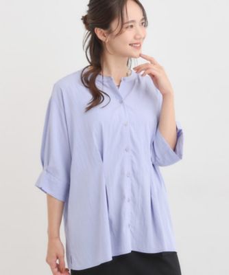 【SALE】SHOO LA RUE (Women)/シューラルー【S-LL/ひんやり】ウエストタックで程よくシェイプ 大人の上品ブラウス(2002534035) アオ092 トップス【三越伊勢丹/公式】