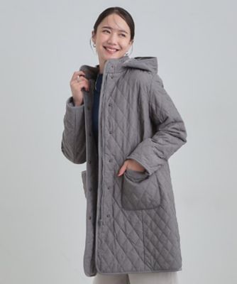 撥水／フード取り外し可】自然にくびれる あったかダイヤ柄キルト