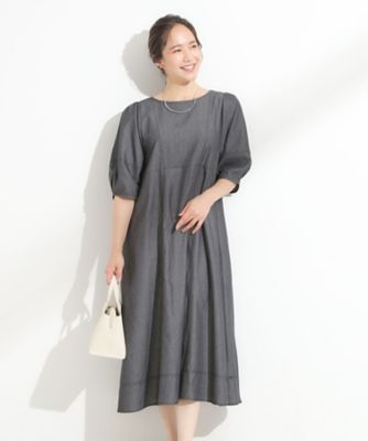 【新品タグ付き】DAMA collection デニム風ワンピース L グレー 新品タグ付き】DAMA collection デニム風ワンピース L グレー