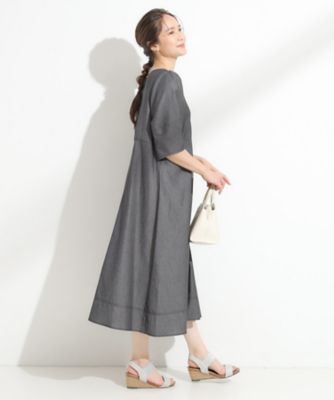 S－LL】配色ステッチがアクセント デニムワンピース